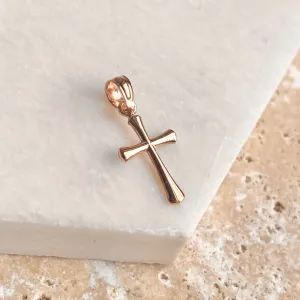 10KT Rose Gold Beveled Cross Pendant Charm