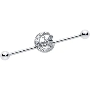 14 Gauge Clear Gem Lunar Dragonfly Industrial Barbell 38mm