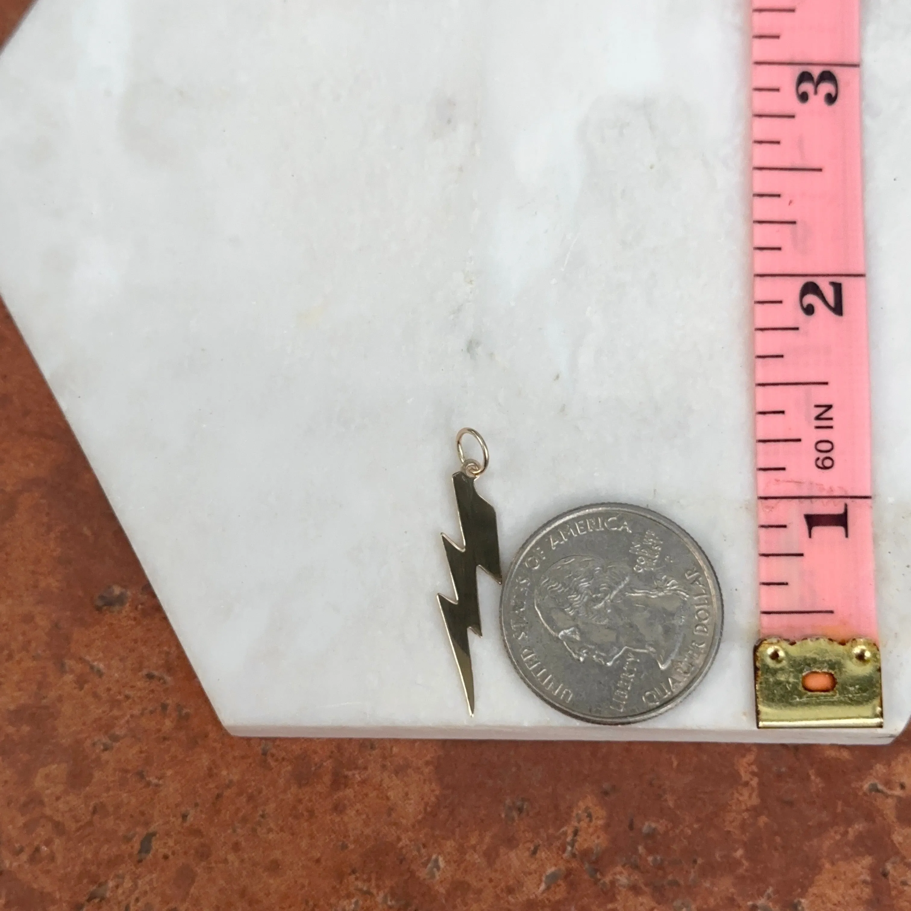 14KT Yellow Gold Flat Lightening Bolt Pendant Charm