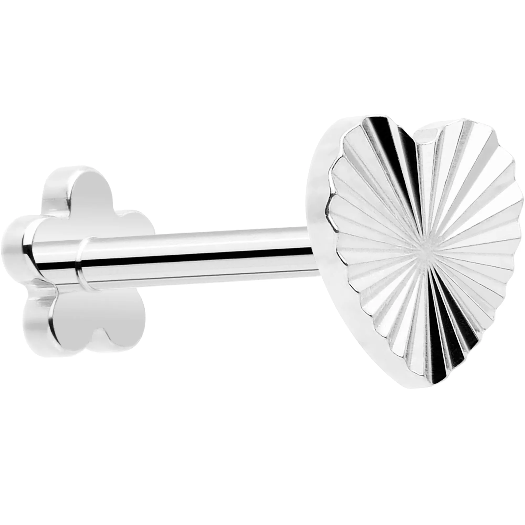 18 Gauge Titanium Flat Back Earring Threadless Reversible Heart