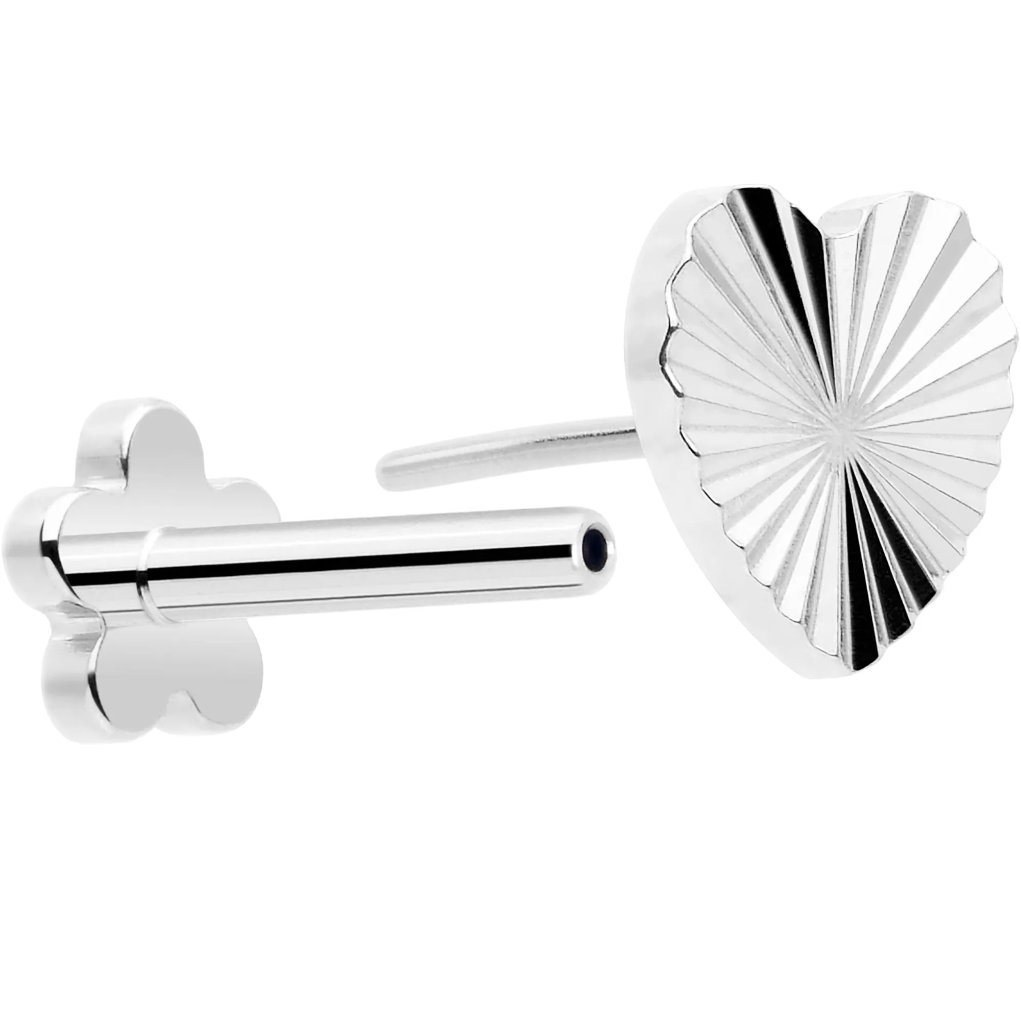 18 Gauge Titanium Flat Back Earring Threadless Reversible Heart