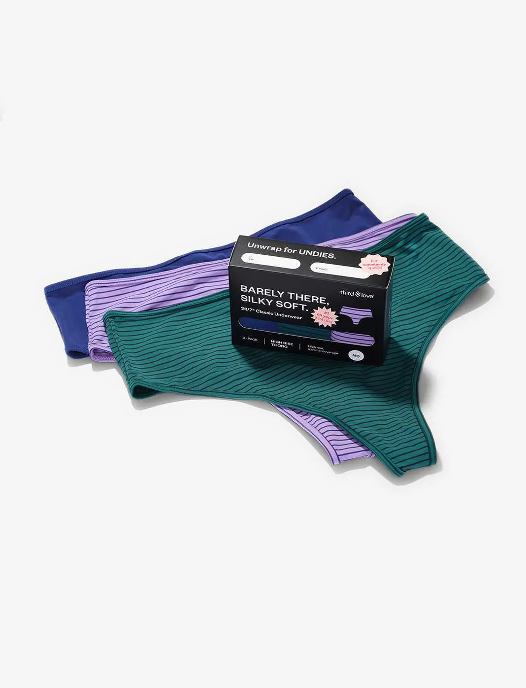24/7® Classic High Waist Thong 3 Pack Box