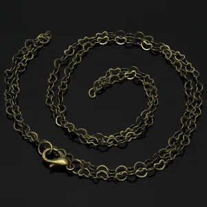 24" 4.3*3mm Heart Link Completed Necklace Chain,Antique Bronze Jewelry Flat Thin Necklace Chain,10pcs/lot