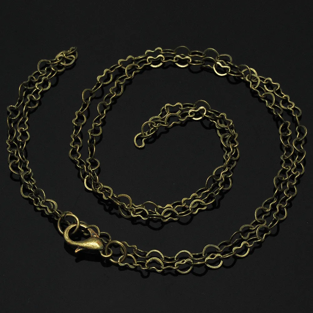 24" 4.3*3mm Heart Link Completed Necklace Chain,Antique Bronze Jewelry Flat Thin Necklace Chain,10pcs/lot