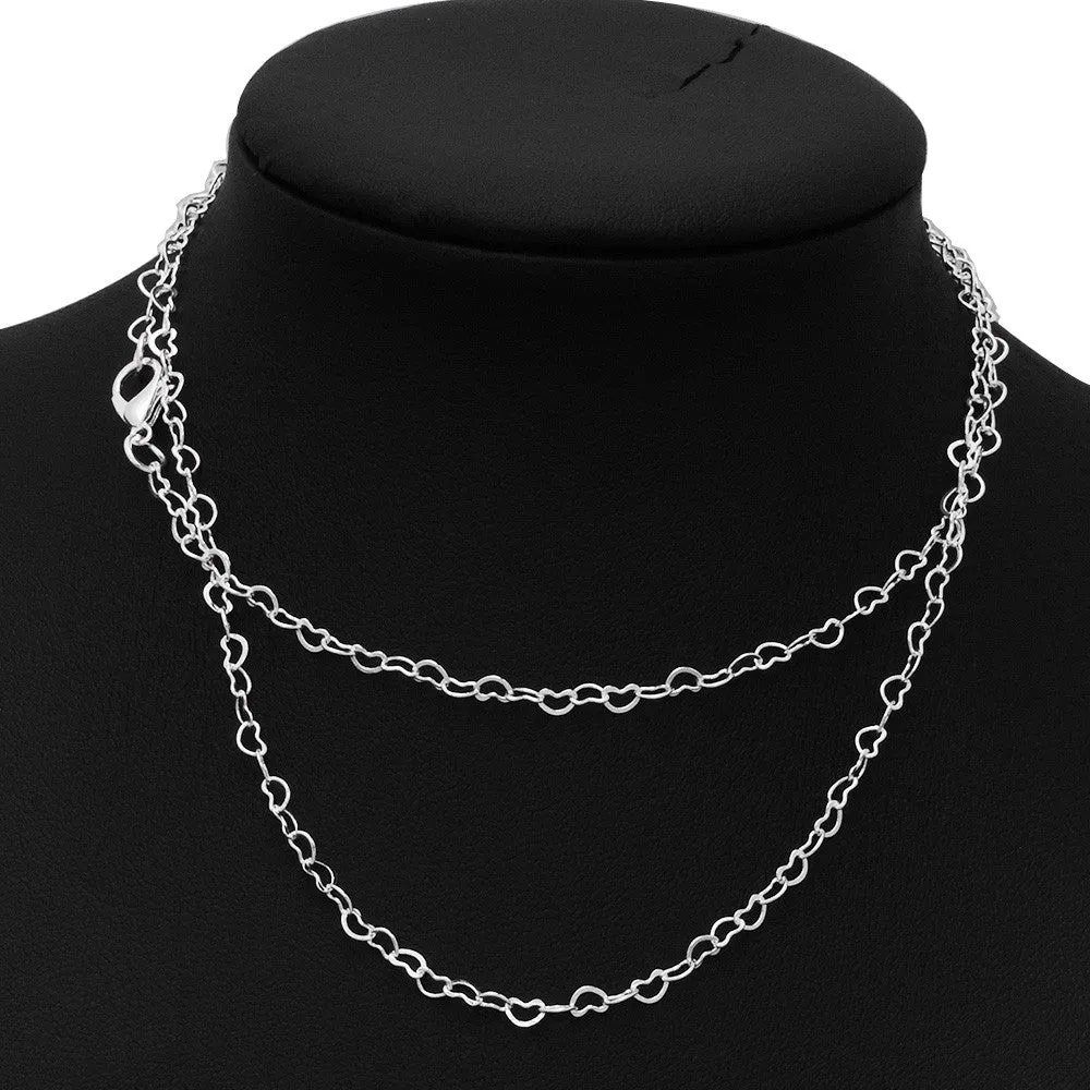 24" 4.3*3mm Heart Link Necklace Chains,Silver Plated Jewelry Finished Necklace Chain,Jewelry Chains,10pcs/lot
