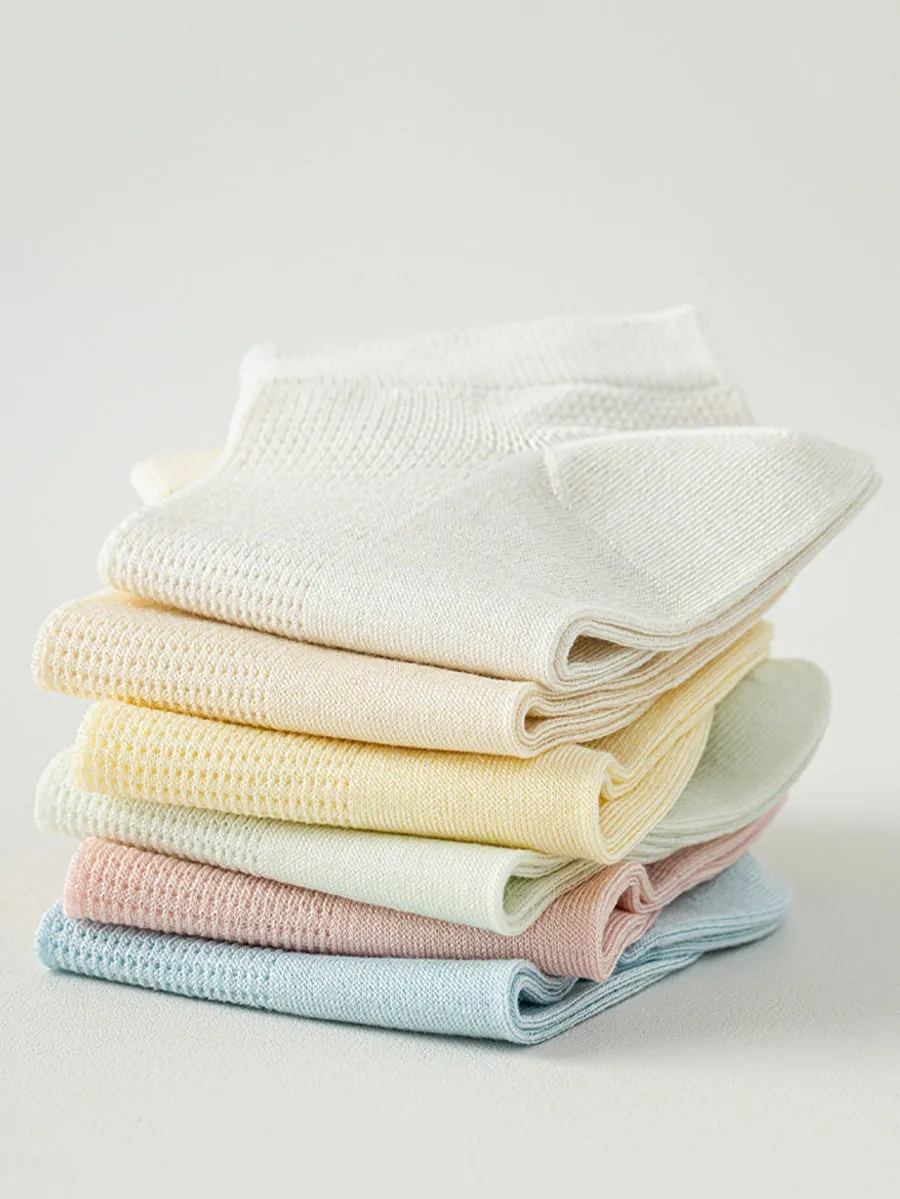 5 Pairs Women Summer Pure Color Short Socks