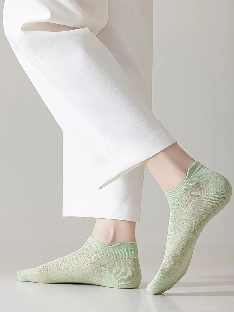6 Pairs Women Summer Pure Color 100%Cotton Socks