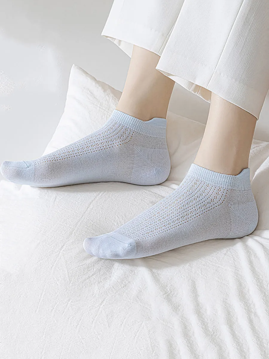 6 Pairs Women Summer Pure Color 100%Cotton Socks