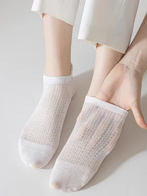 6 Pairs Women Summer Pure Color 100%Cotton Socks