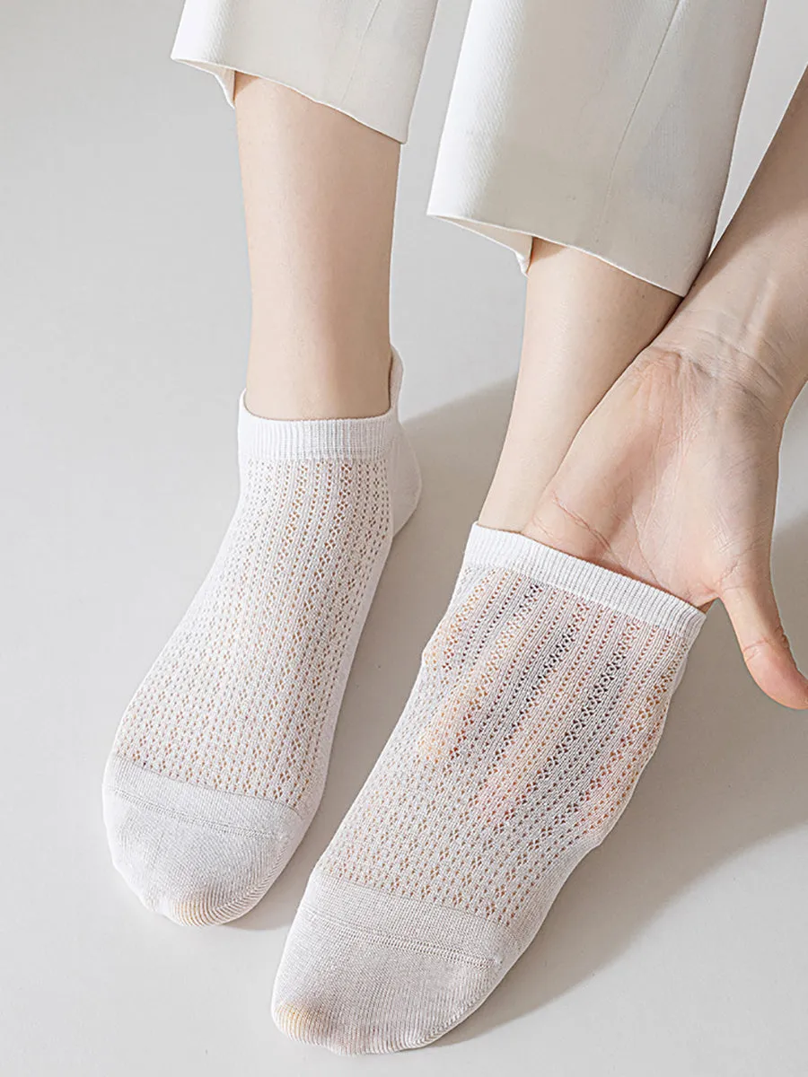 6 Pairs Women Summer Pure Color 100%Cotton Socks