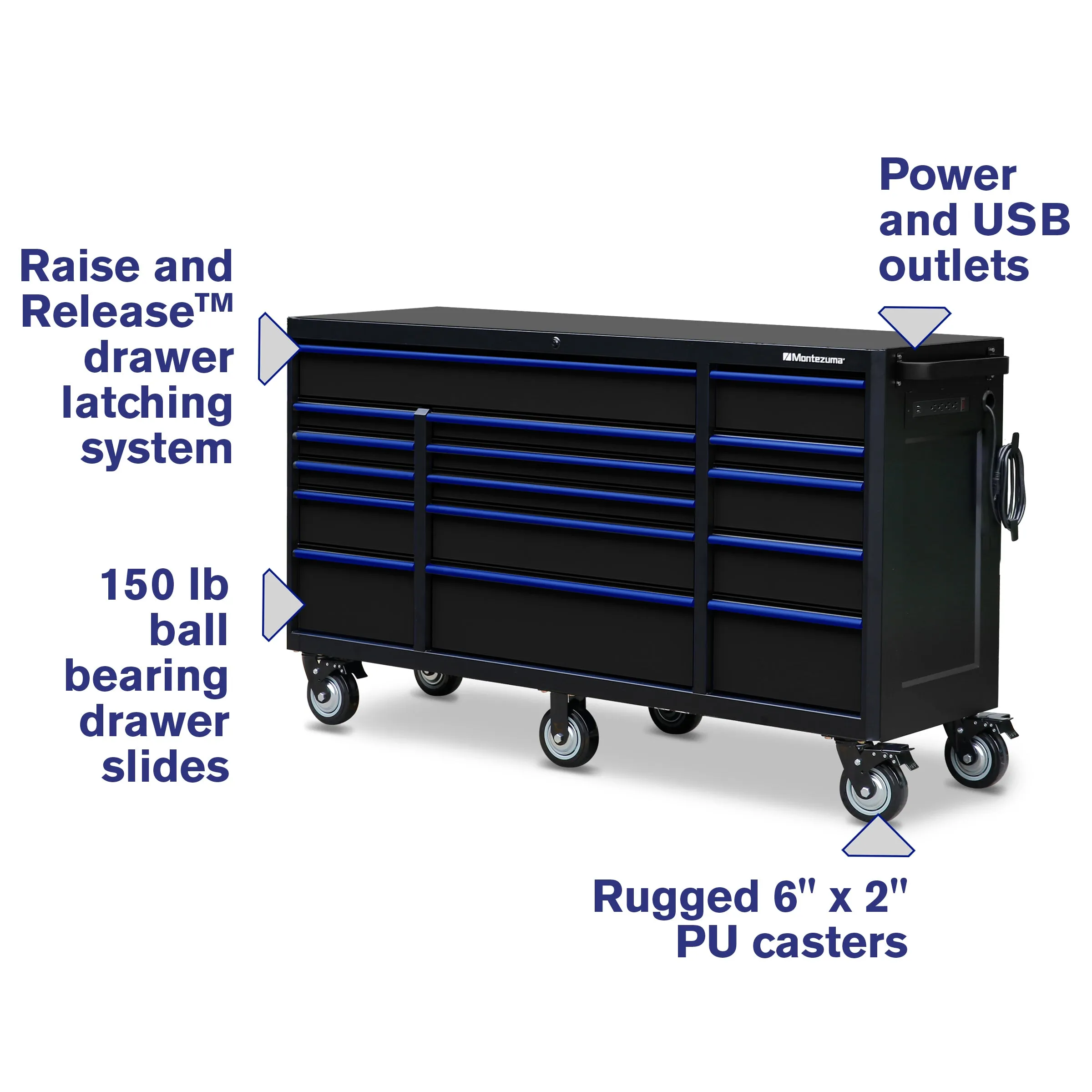 72 x 20 in. 16-Drawer Tool Cabinet
