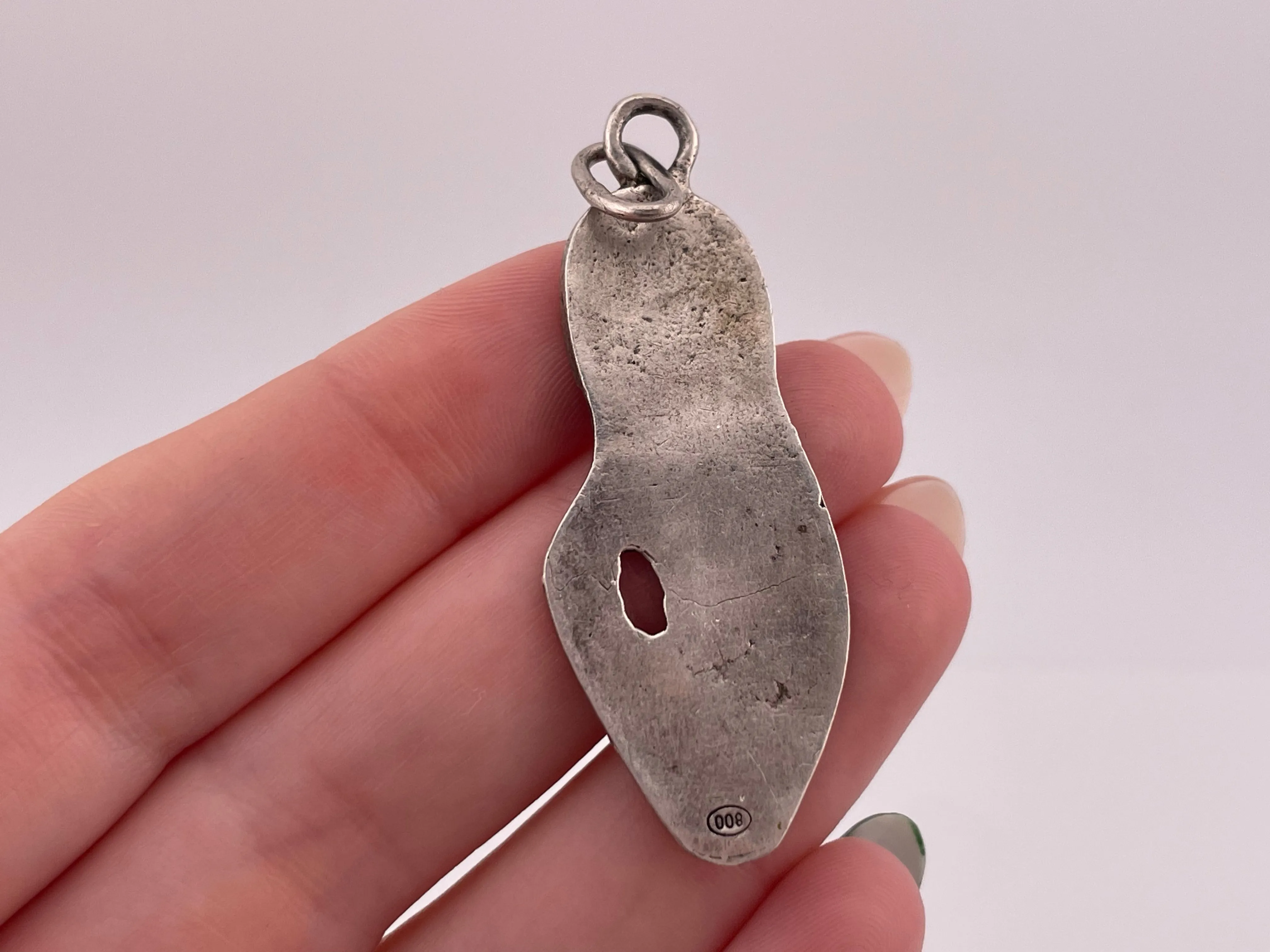 800 silver hole in shoe sole pendant