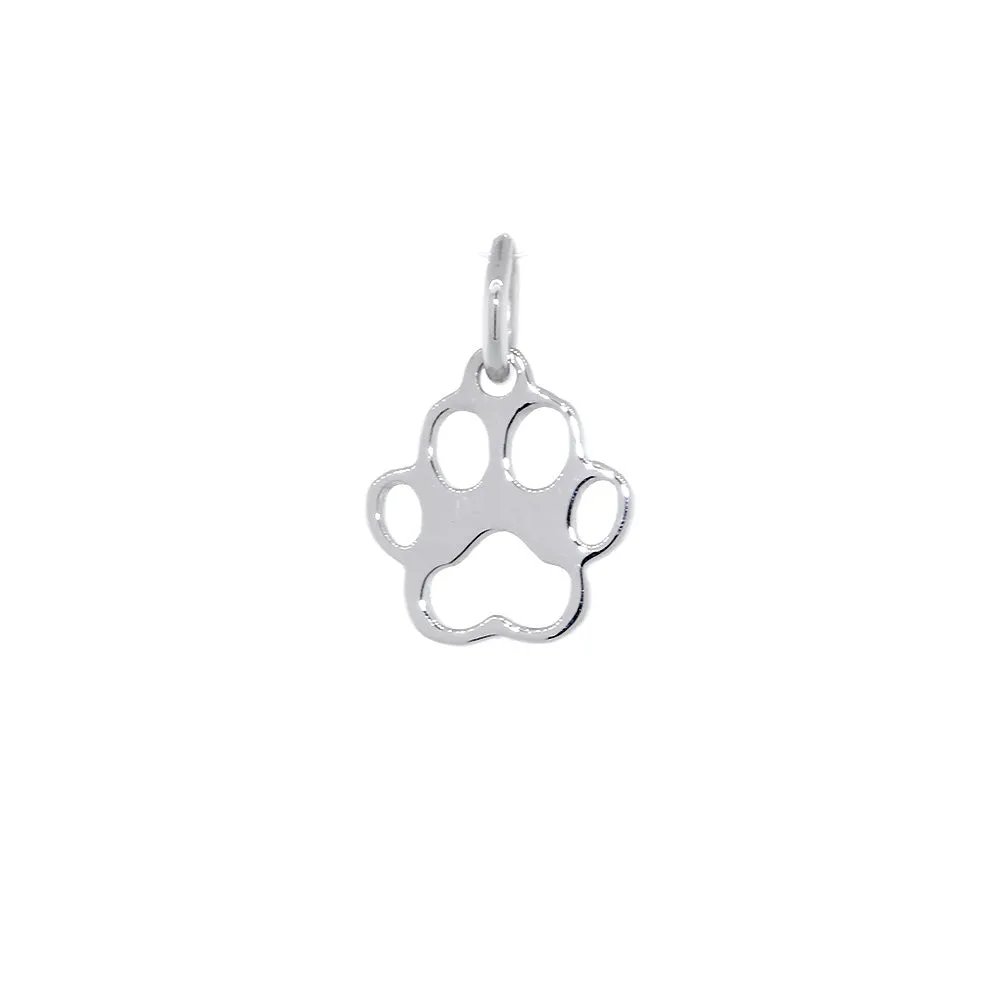 8mm Open Dog Paw Charm in Sterling Silver