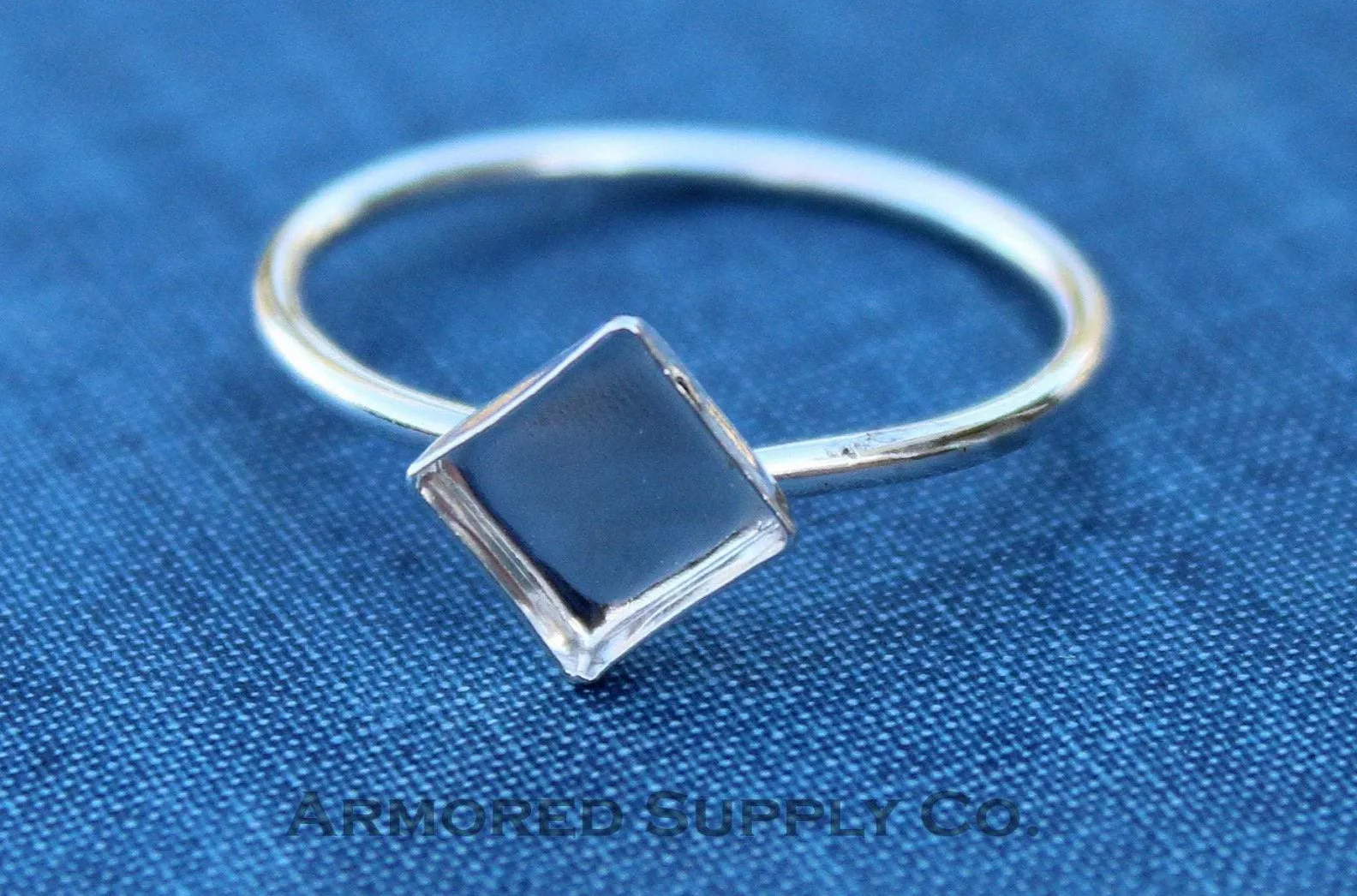 8mm Square Bezel Thin Ring blank