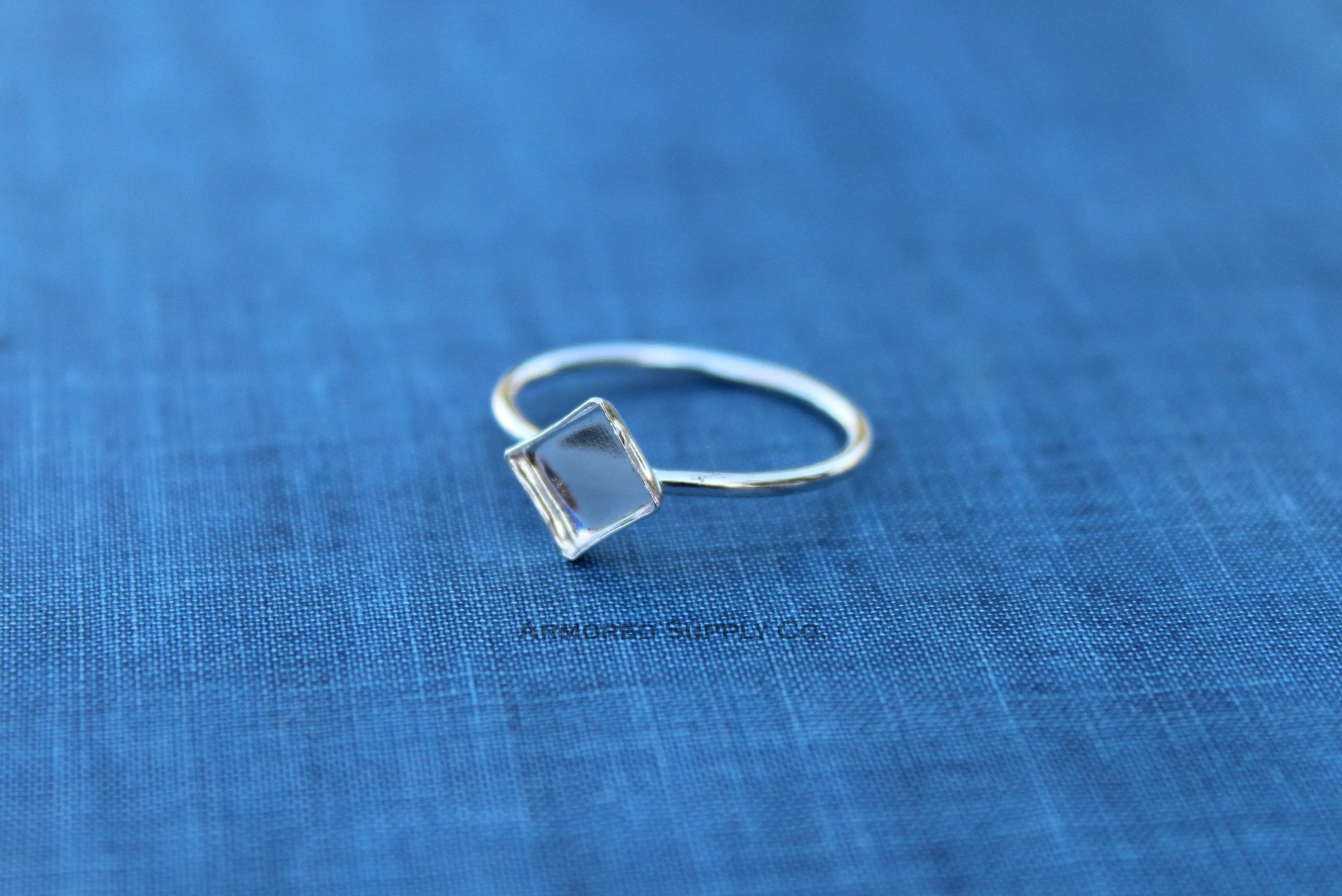 8mm Square Bezel Thin Ring blank