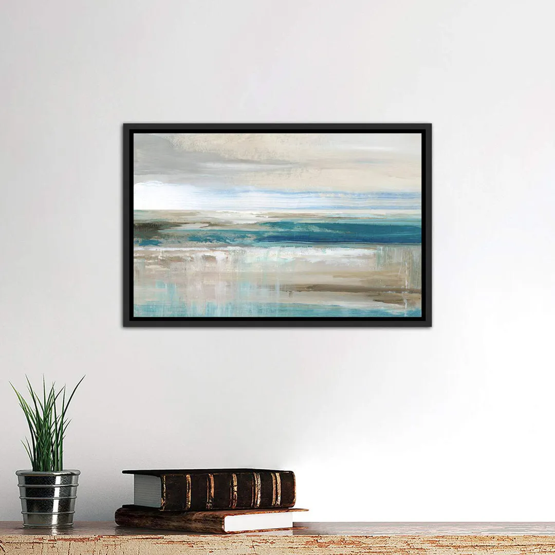 Abstract Sea ' - Floater Frame Print on Canvas East Urban Home Size: 18" H x 26" W x 1.5" D Format: Distressed Black Framed Canvas