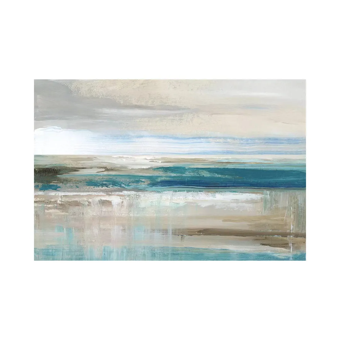 Abstract Sea ' - Floater Frame Print on Canvas East Urban Home Size: 32" H x 48" W x 1.5" D Format: Wrapped Canvas
