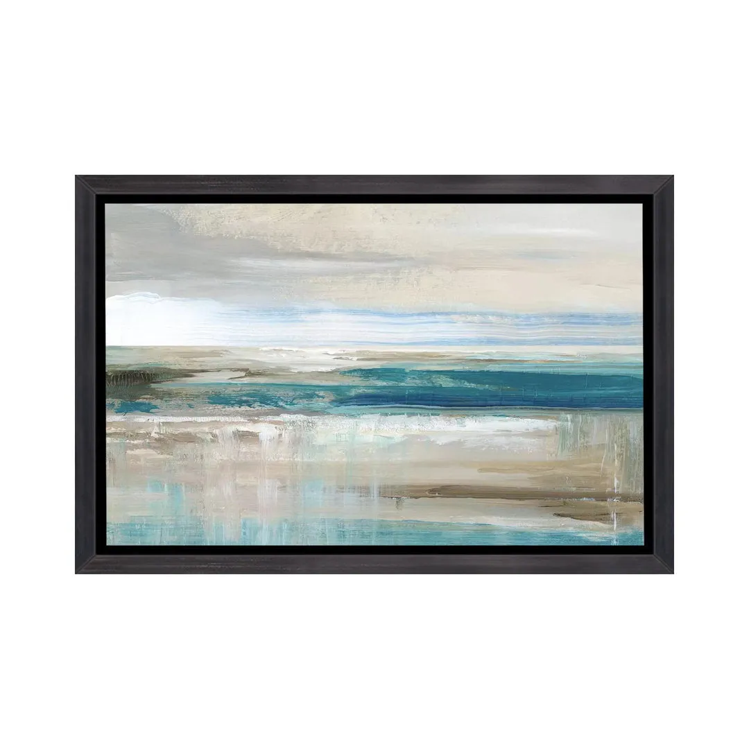 Abstract Sea ' - Floater Frame Print on Canvas East Urban Home Size: 40" H x 60" W x 1.5" D Format: Distressed Black Framed Canvas