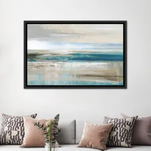 Abstract Sea ' - Floater Frame Print on Canvas East Urban Home Size: 40" H x 60" W x 1.5" D Format: Distressed Black Framed Canvas
