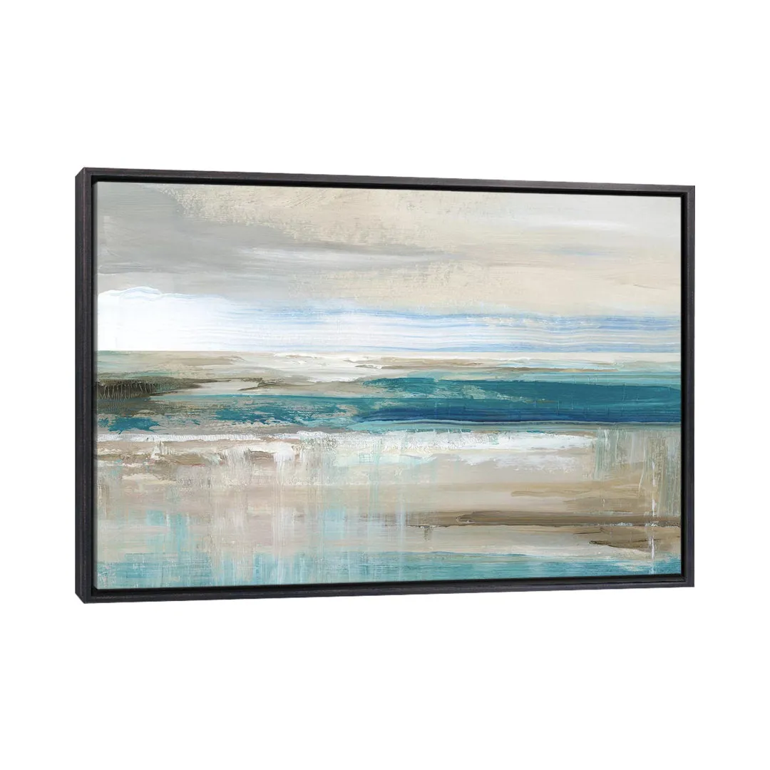 Abstract Sea ' - Floater Frame Print on Canvas East Urban Home Size: 40" H x 60" W x 1.5" D Format: Distressed Black Framed Canvas