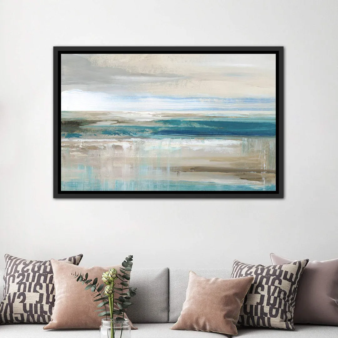 Abstract Sea ' - Floater Frame Print on Canvas East Urban Home Size: 40" H x 60" W x 1.5" D Format: Distressed Black Framed Canvas