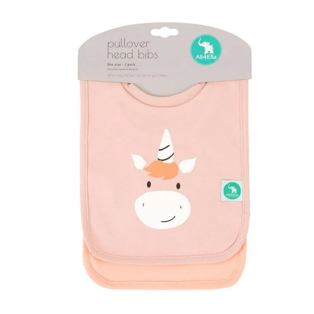 All4Ella Pullover Bibs, Unicorn/Bunny