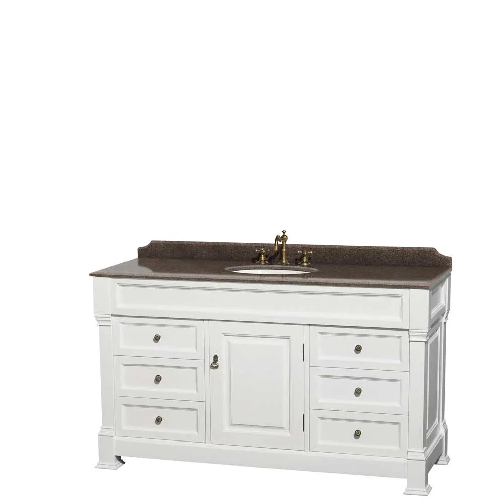 Andover 60 Inch Single Bathroom Vanity in White