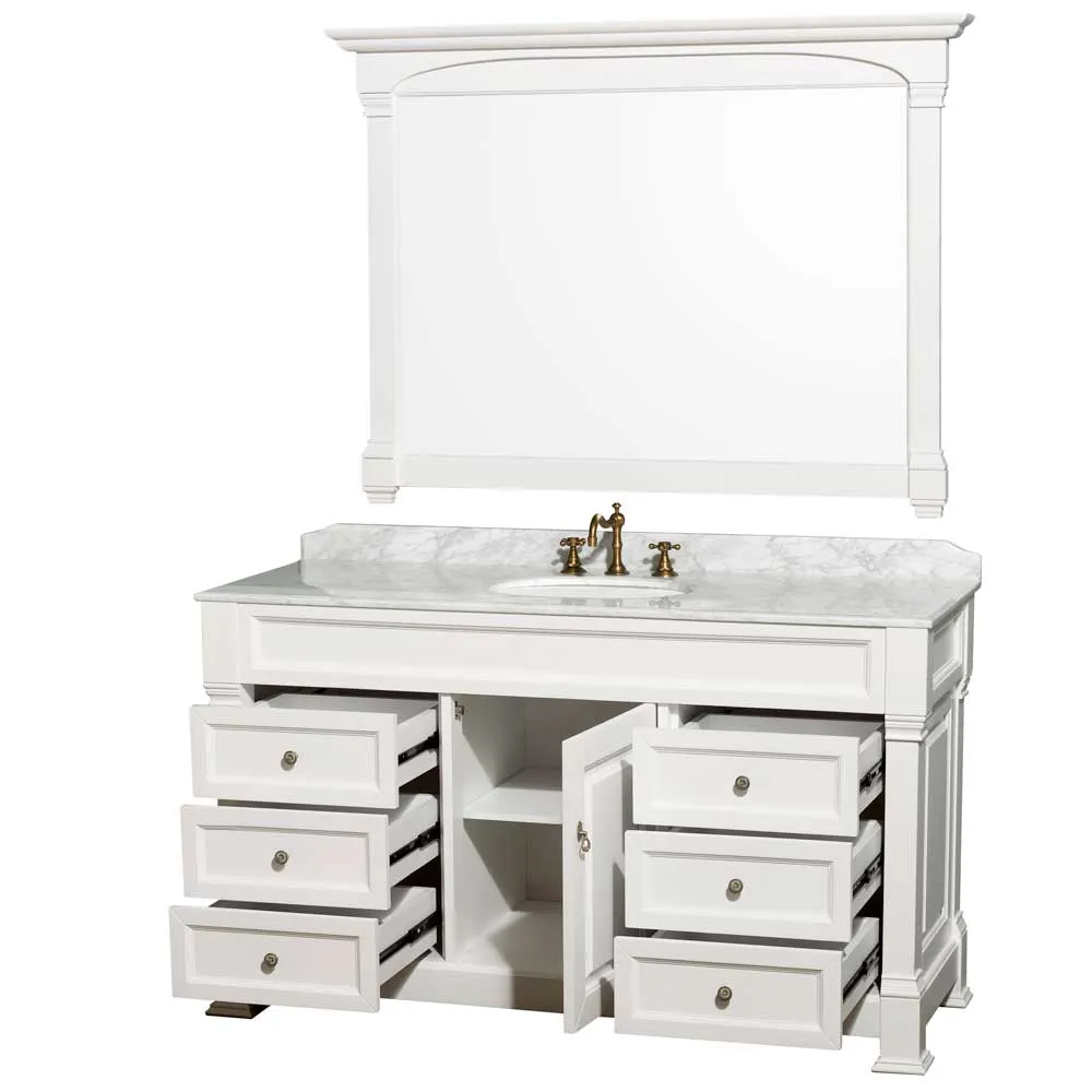 Andover 60 Inch Single Bathroom Vanity in White