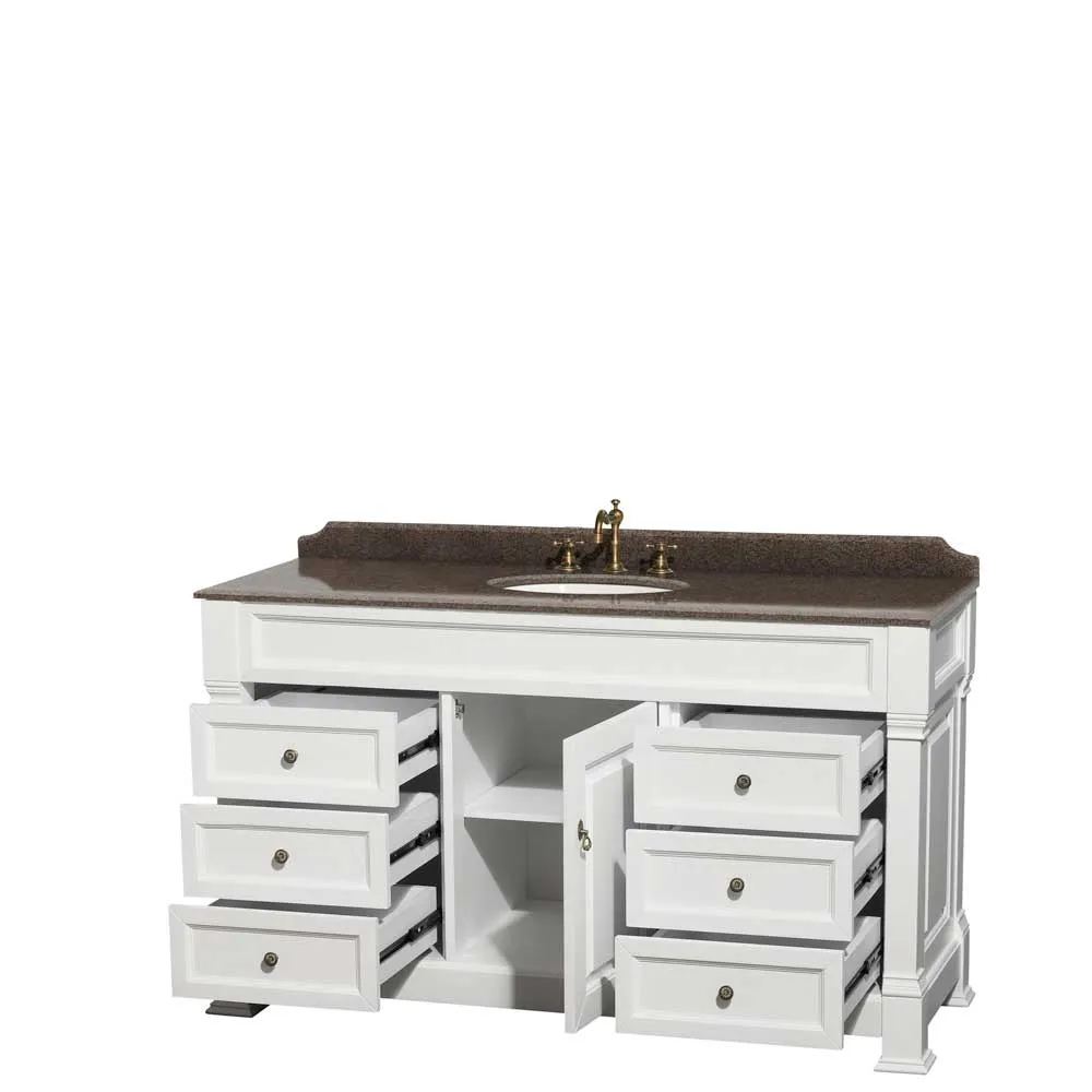 Andover 60 Inch Single Bathroom Vanity in White