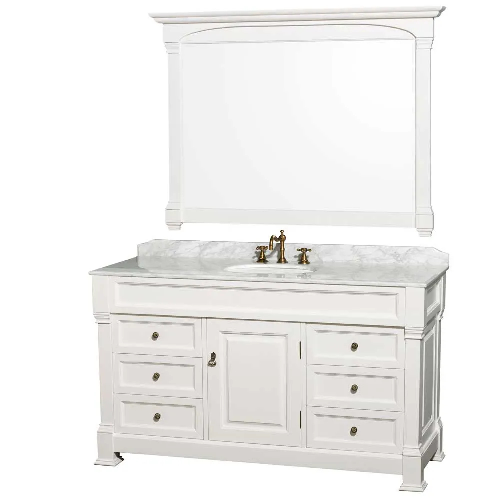 Andover 60 Inch Single Bathroom Vanity in White