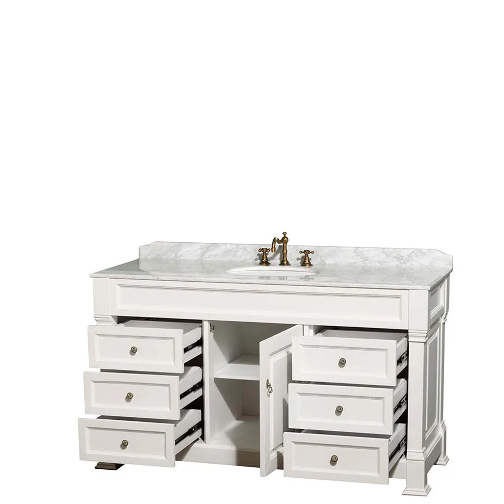 Andover 60 Inch Single Bathroom Vanity in White