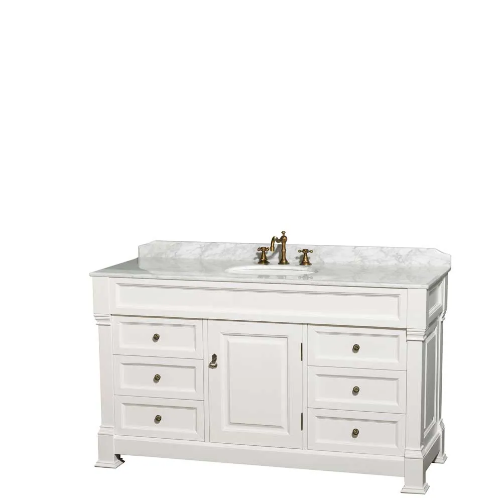 Andover 60 Inch Single Bathroom Vanity in White