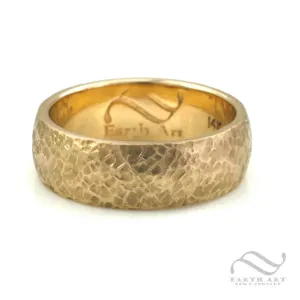 Aspen Tree Bark Wedding Ring - 14k - 7mm wide band
