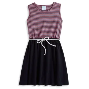 Bayview Beach Dress -- Navy/Pink Thin Stripe