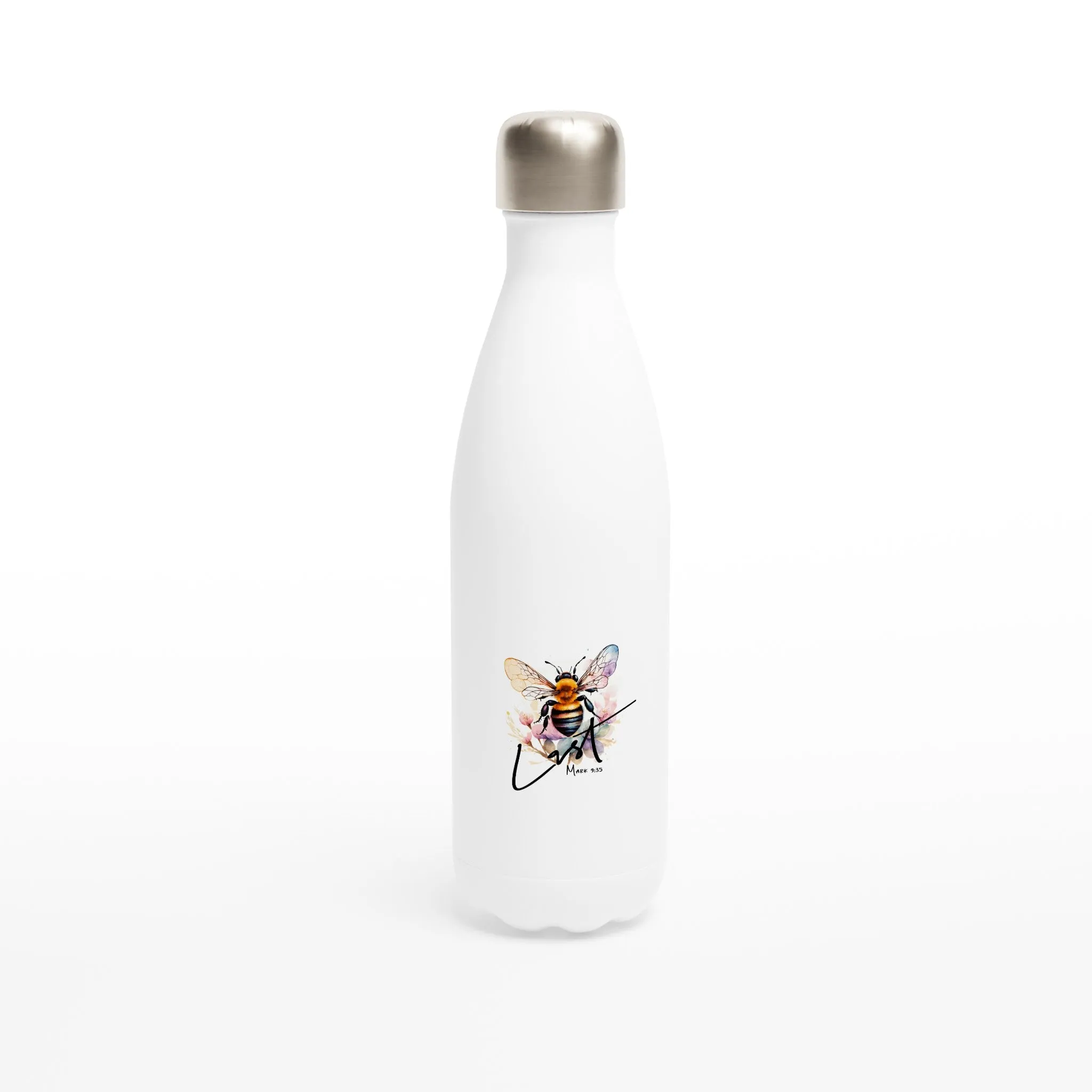Be Last Mark 9:35 - White 17oz Stainless Steel Water Bottle