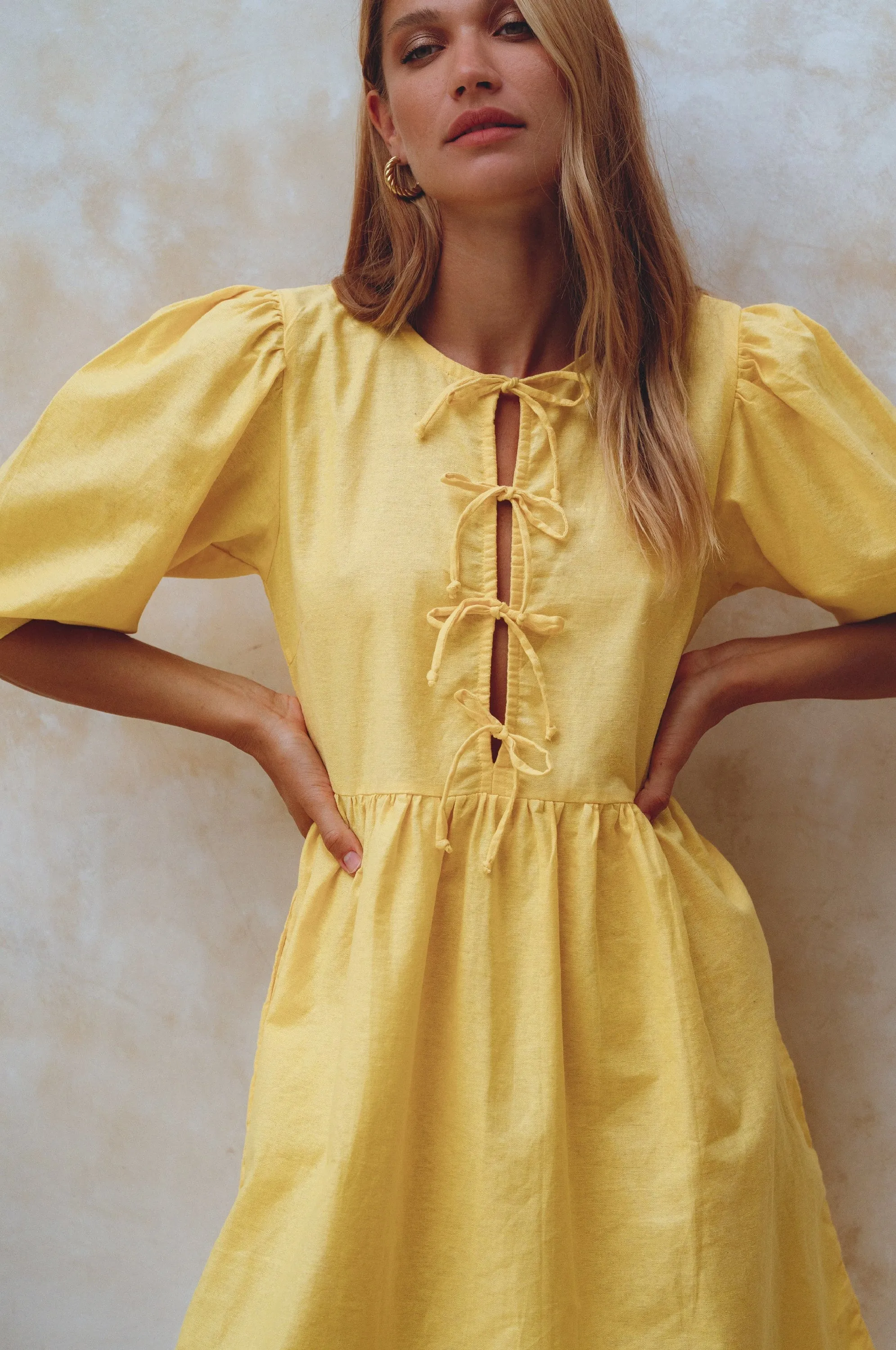 Beatrice Linen Mini Dress – Playful Ease, Effortless Charm