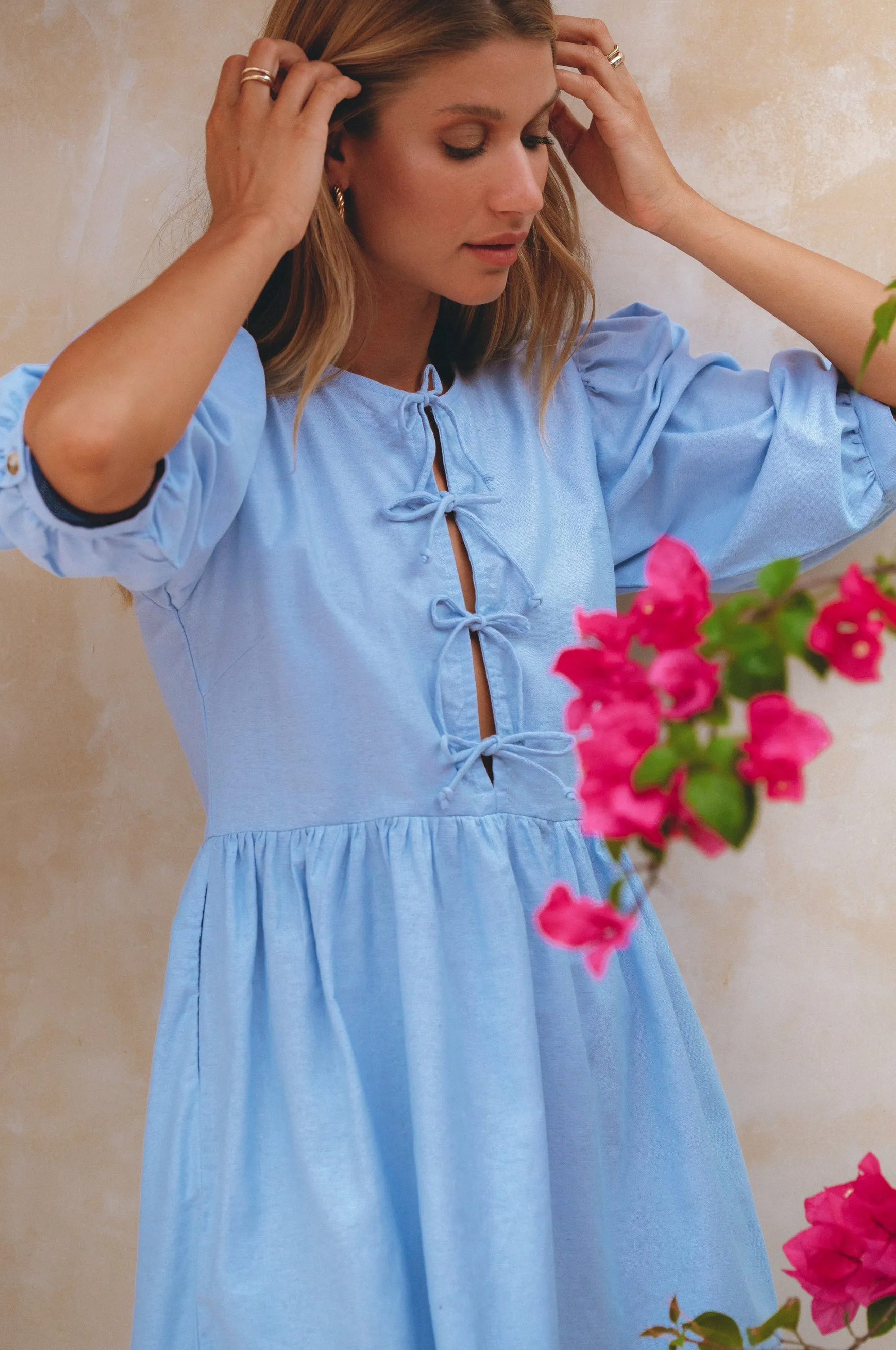 Beatrice Linen Mini Dress – Playful Ease, Effortless Charm