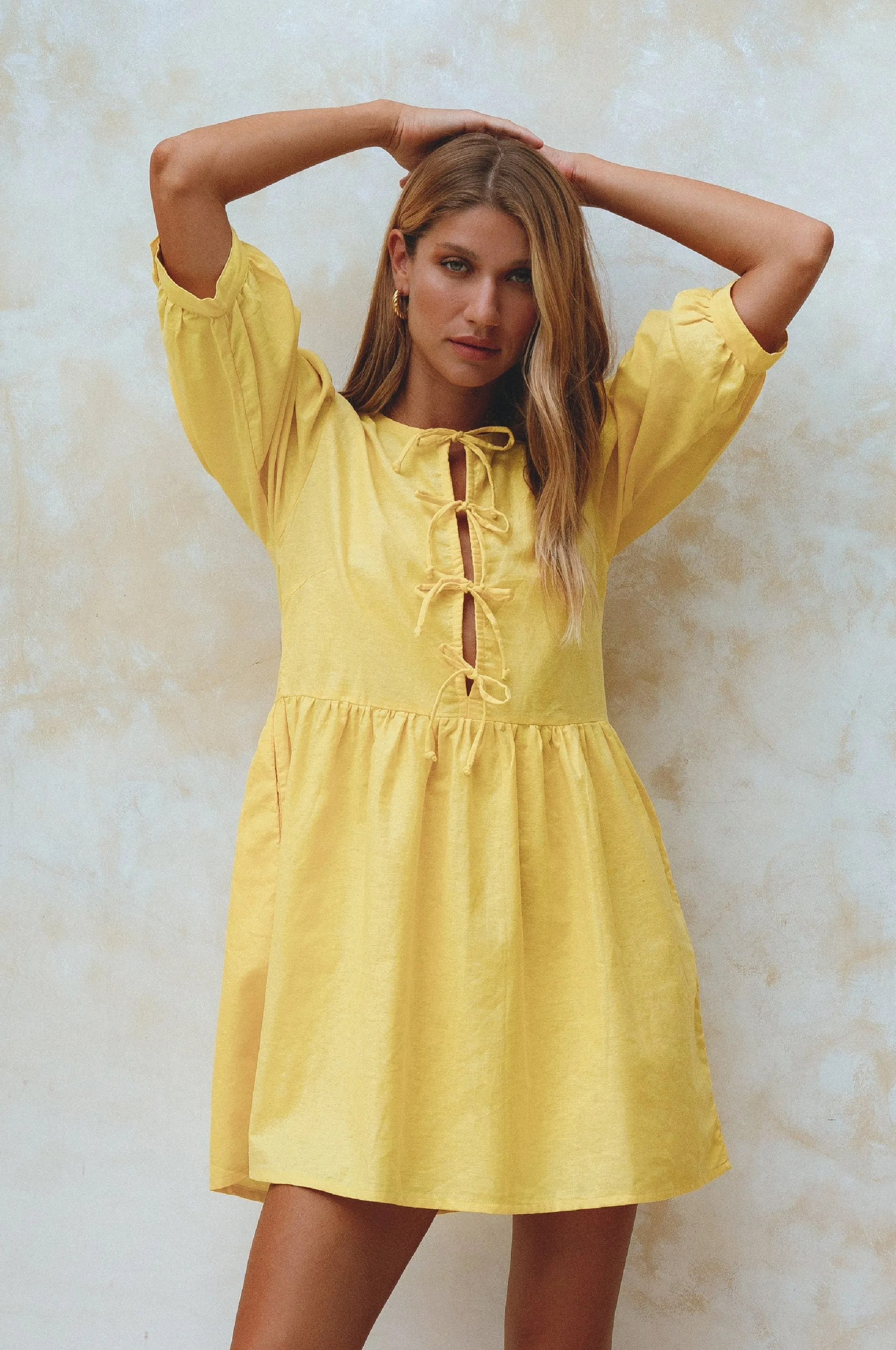 Beatrice Linen Mini Dress – Playful Ease, Effortless Charm