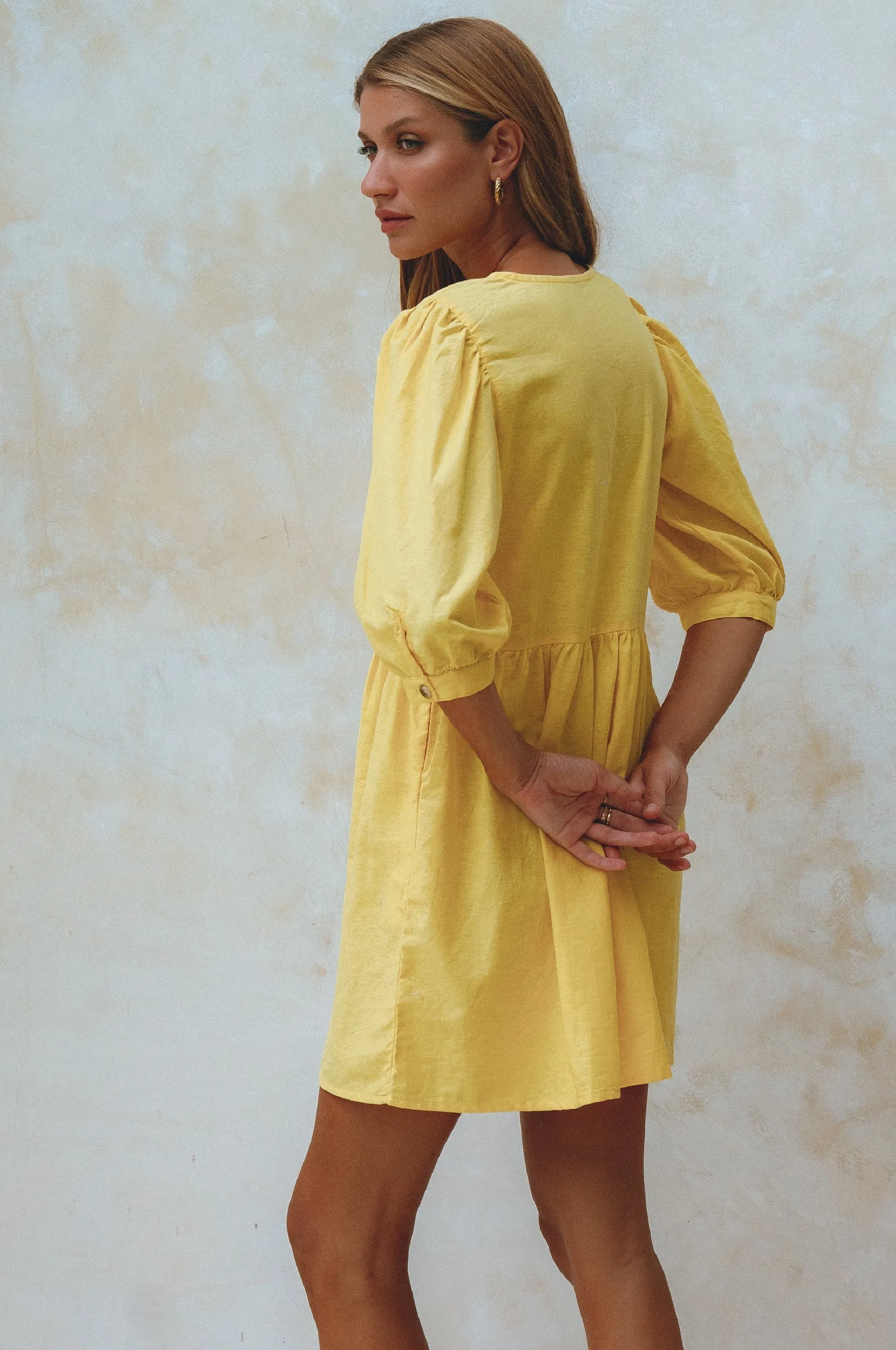Beatrice Linen Mini Dress – Playful Ease, Effortless Charm