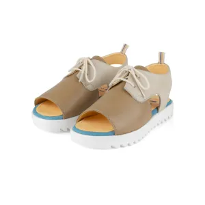 Beige Lace up Sandals