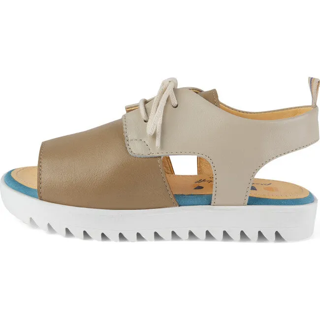 Beige Lace up Sandals