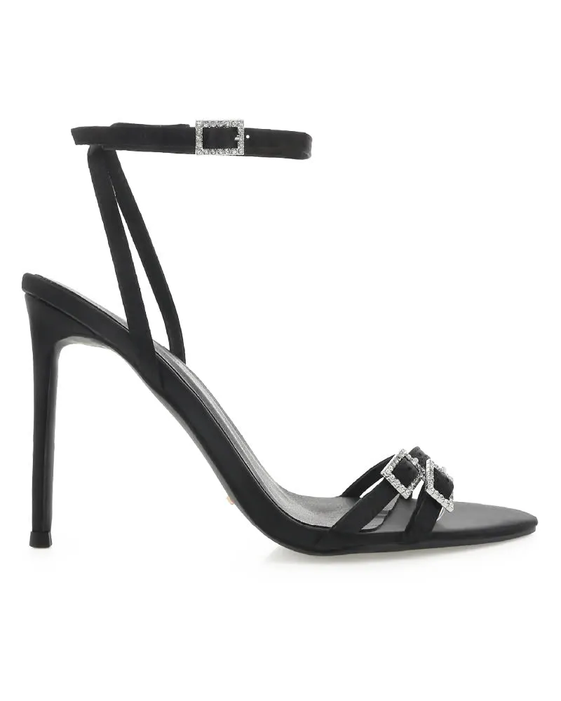 Billini Yanni Black Satin Stiletto Heels