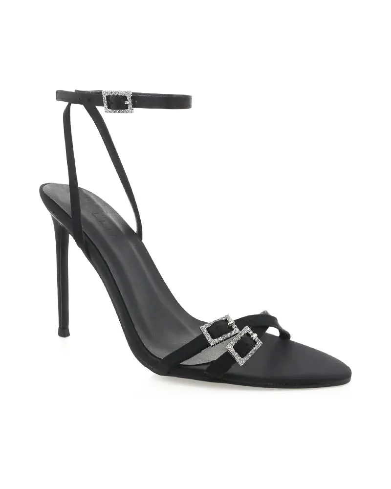 Billini Yanni Black Satin Stiletto Heels