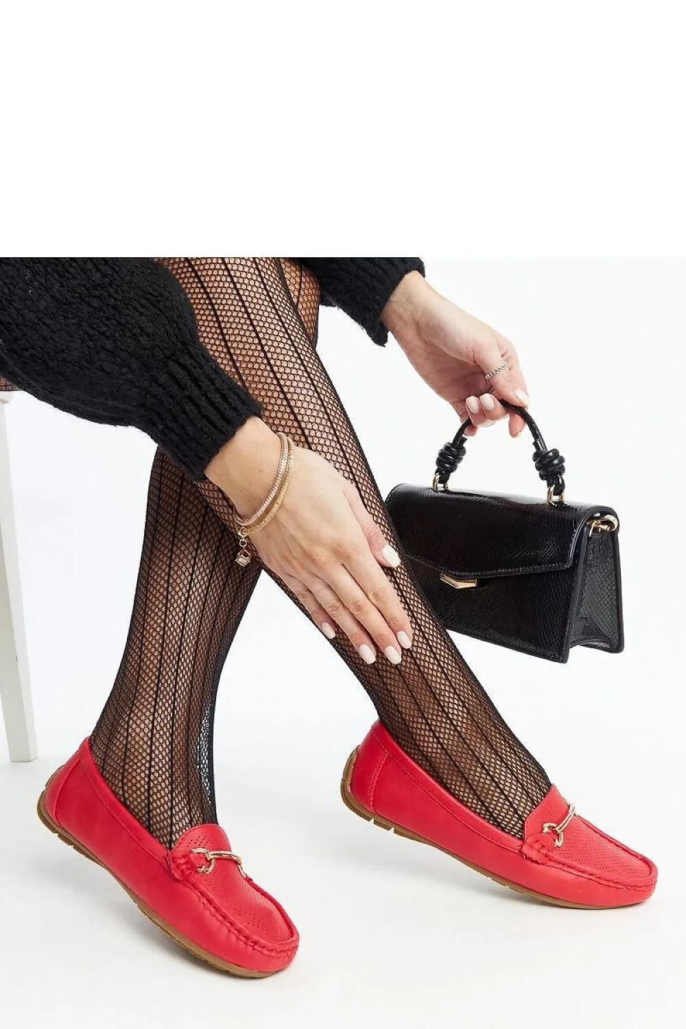 Black loafers buckle with rhinestones
