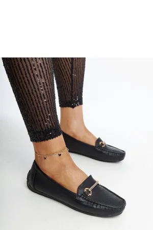 Black loafers buckle with rhinestones