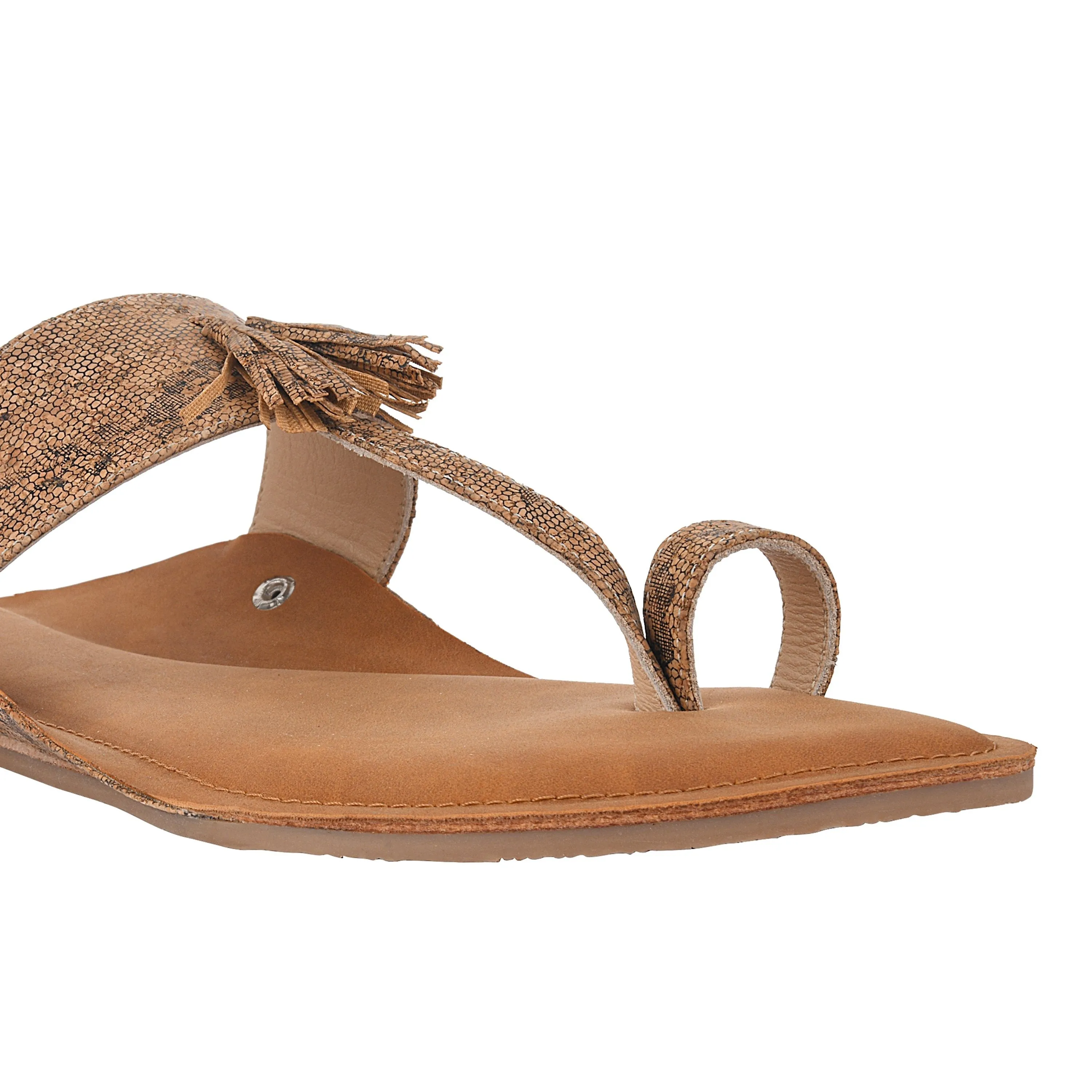 Cork Beige Kolhapuri Sandals For Men