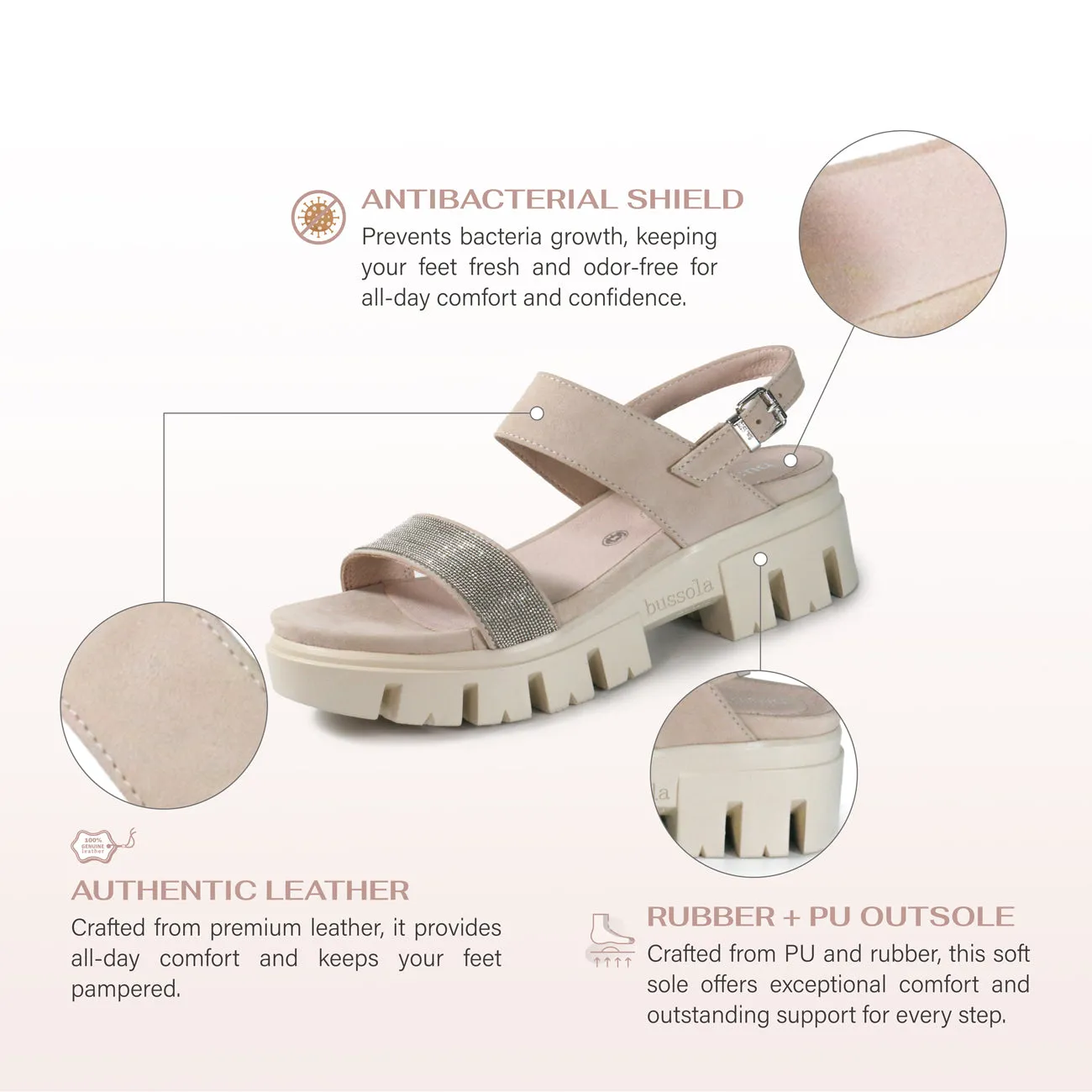Corvara Glitter Platform Sandals (Angora)