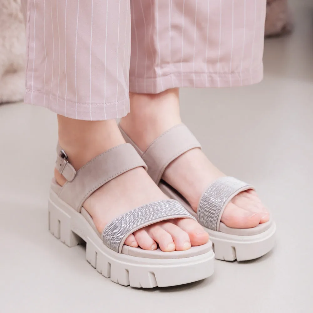 Corvara Glitter Platform Sandals (Angora)