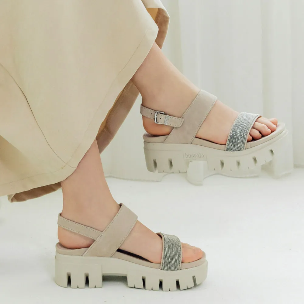 Corvara Glitter Platform Sandals (Angora)