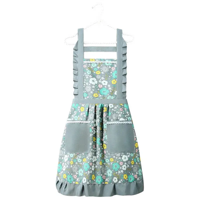 Cotton Canvas Floral Style Home Kitchen Fashion Apron Cooking Female Male Adult Waist Thin Breathable Male Work